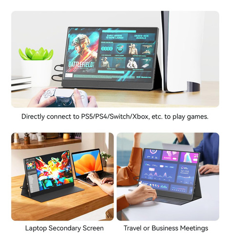Ayy Monitor Portátil 15 Fhd 1080p Usb-c Ips Hdmi