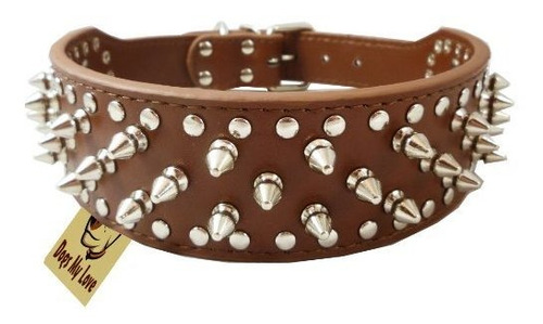 19 -22 Marrón Piel De Faux Estriado Collar De Perro Zs6up