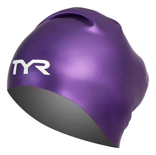 Gorra Natacion Silicona Tyr Gorro Pelo Largo Resistente Cloro Color Violeta Diseño De La Tela Liso Tamaño Adulto