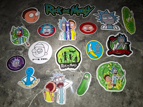 Calcomanías Rick & Morty Sticker Laptop Pared Puerta Celular