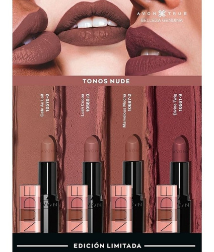 Imagen 2 de 2 de Avon Labial Ultra Matte Mate Tono Marvelous Mocha