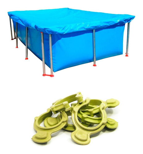 Imagen 1 de 10 de Cubre Piletas Lona Rectangular 3x2 Mts + Ganchos X12