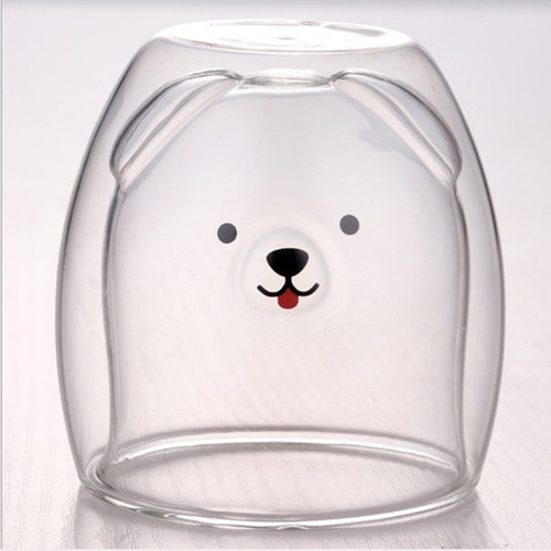 Vaso Taza Doble Vidrio Forma Perro Perrito Taza Cafe Taza Mug Vidrio Doble Pared Reina Casa
