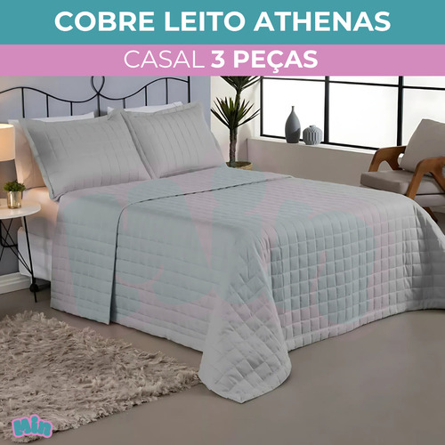 Cobre Leito Com Forro Casal 3 Peças 400 Fio Jogo De Cama Completa Toque Premium - Cor Cinza