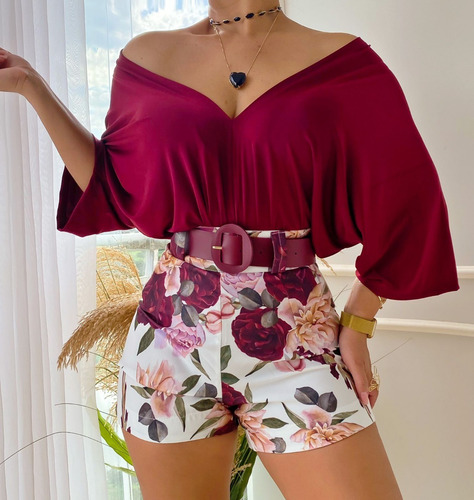 Imagem 2 de 3 de Conjunto Body Manga Morcego + Short