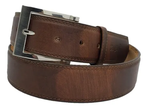 Nk Belt Cinturón De Cuero De Búfalo Marrón Genuino 4cm Hecho A Mano 
