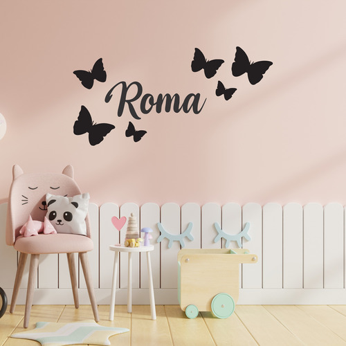 Vinilo Decorativo Nombre Personalizado Mariposa Mod 1 100x50