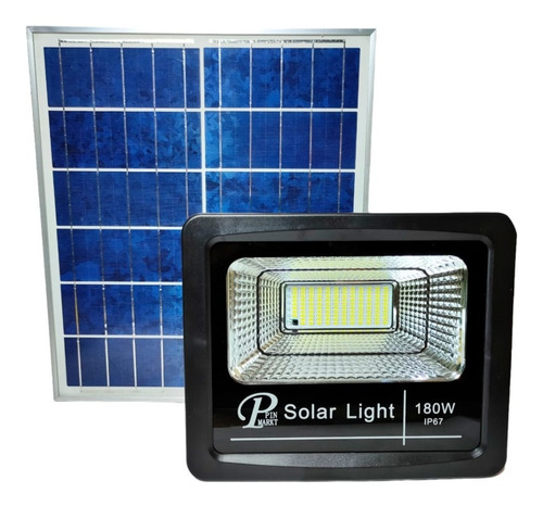 Lampara, Reflector Solar Led 180w Con Panel Solar Color de la carcasa Negro Color de la luz Blanco frío