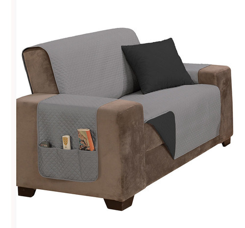 Capa Sofa Impermeável Bicores 2 Lugares Fácil Limpar Cor Cinza/preto Quadrangular 2x2 Cm