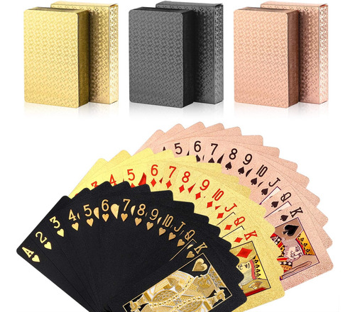 3 Decks Playing Cards Foil Poker Cards Deck Of Cards 24k ...