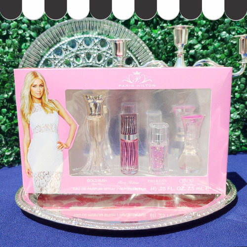 Paris Hilton Set 4 Mini Perfumes Gold Rush Can Can Heiress
