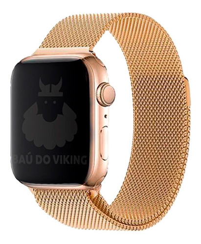 Pulseira Aço Milanês Milanese P/ Apple Watch 42mm 38mm 44mm Cor Rose Gold Largura 44 Mm