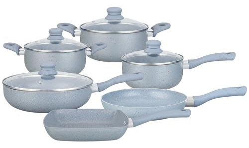 Set De Cocina Stone Acerinox 10 Piezas Ollas Bifera Sartenes