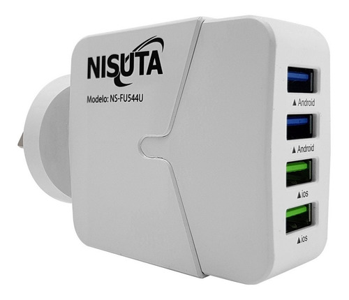 Cargador Rapido Nisuta Con 4 Puertos Usb 4.4a Nsfu544u