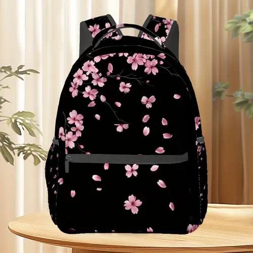 1pc Women's Sakura Cherry Blossom Print Backpack - Cute Pink
