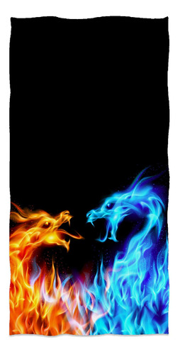 Toalla Mano Azul Rojo Dragon Ardiente Abstracto Arte Fuego X