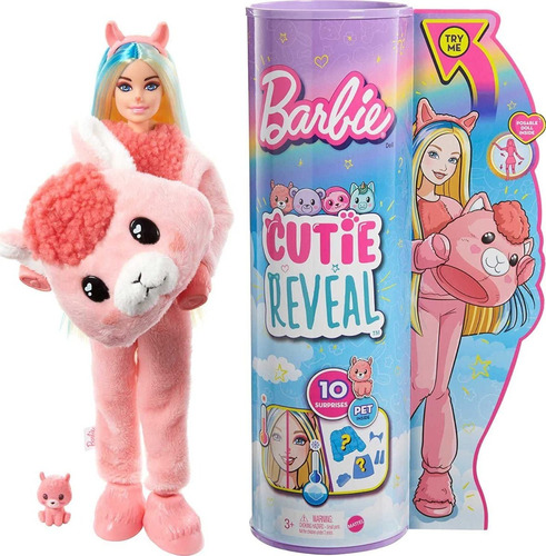 Barbie Cutie Reveal Muñeca Disfraz Llama 10 Sorpresas