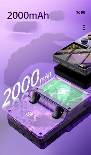 Rx Nueva Consola De Juegos X6 Transparente, Joystick Dual