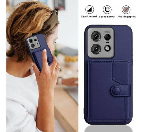 Compatible Funda Rfid Con Bolsa De Tarjetas For Motorola Edge 50 Pro P