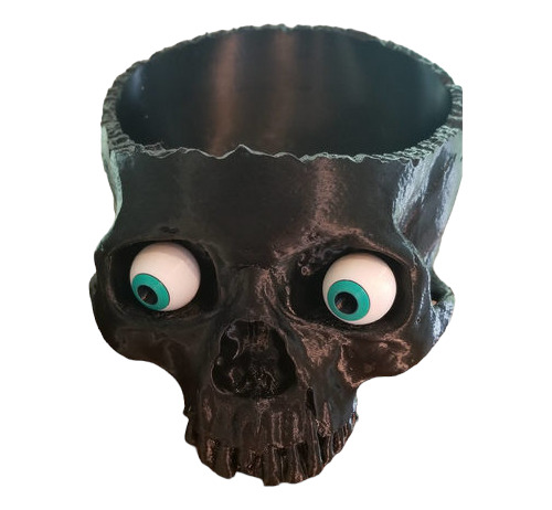 Halloween Craneo Humano Con Ojos Porta Dulces 3d