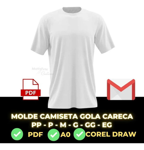 Molde Pdf De Camiseta De Malha Unissex Para Corte E Costura
