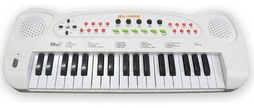 Piano Teclado Brinquedo Infantil Microfone Musical Educativo Cor Branco