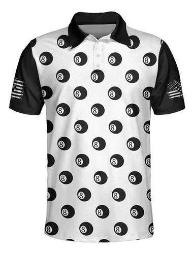 Camiseta Polo De Manga Corta Impresa En 3d De Billar Tennis