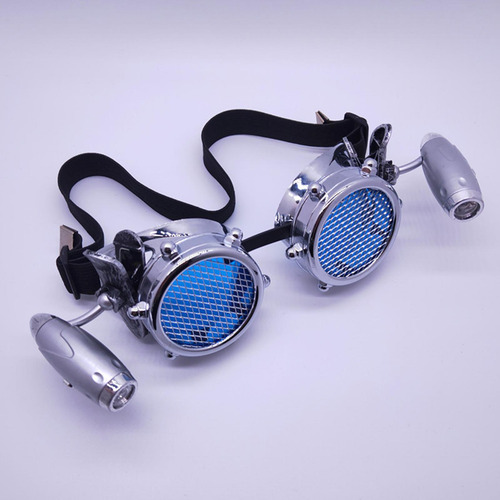 4 Gafas De Estilo Steampunk Únicas 18x6cm Argenta Brillante