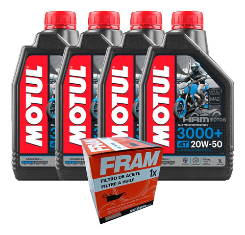 Filtro De Óleo Suzuki Boulevard 800 Fram+motul 3000 4 Litros