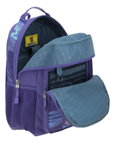 Mochila Grande Chenson 1818 Delic Para Mujer Con Porta Laptop Violeta Multiples Bolsillos Diseño De La Tela Lisa