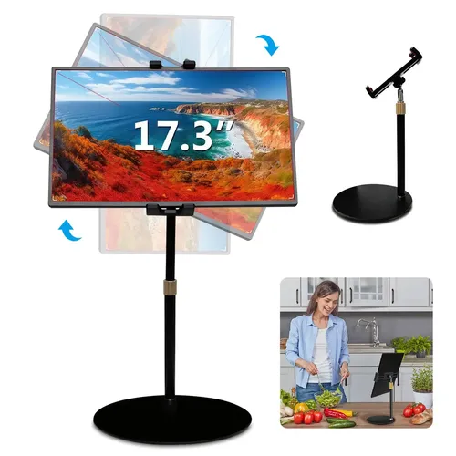 Suporte Para Tablet Mesa Para iPad E Monitor Portátil Ajustável E Dobrável Giratório De 360° Suporte Para iPad Pro Air Mini (4,7 -17.3 ) Até 2 Kg Para Monitor 14 Cm A 26 Cm Preto