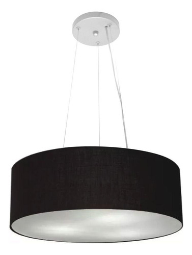 Lustre Pendente Cilíndrico Md-4184 Cúpula em Tecido 45x15cm Preto - Bivolt