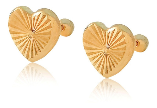 Broquel Corazón Rayado Oro 18k Laminado #257 1210-1243