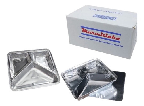 Marmitex De Aluminio Em Y 3 Div 900ml Marmitinha Cx 100 Cor Alumínio