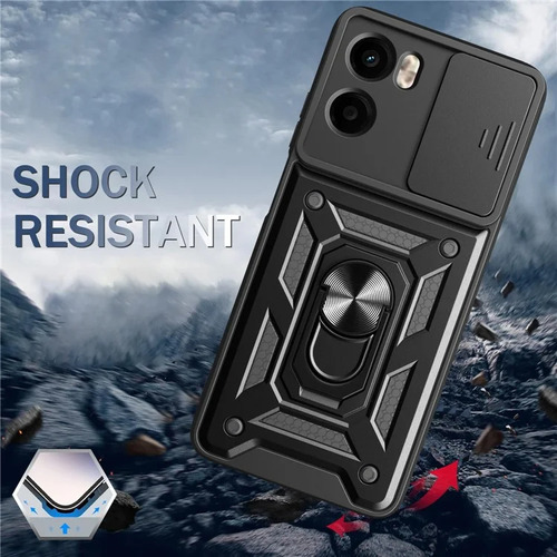 Funda Anillo Cubre Cámara + Templado Para Moto G05 / E15 Negro Reforzada Anillo V3