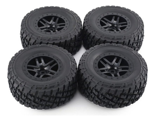 Llanta De Neumáticos De Goma Para Traxxas Slash 4x4 Rc Crawl Color Negro