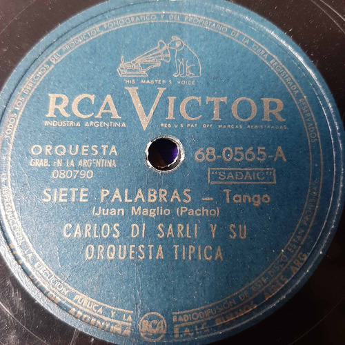 Pasta Carlos Di Sarli Su Orq Tipica Rca Victor C193