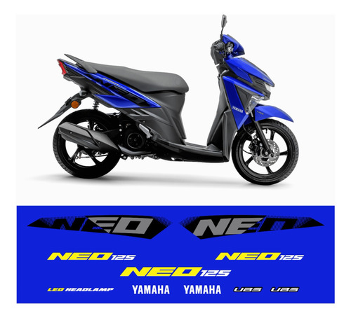 Kit Adesivo Faixa Scooter Yamaha Neo 2021 2022 Azul Neo011