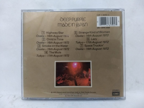Imagen 2 de 2 de Deep Purple- Made In Japan (cd, Uk, 1989) Muy Bueno