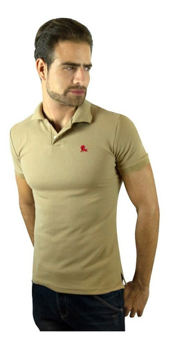 Playera Polo Valdov Para Caballero Slim Fit Beige / Vino