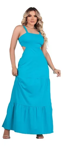 Vestido longo com abertura do lado sales