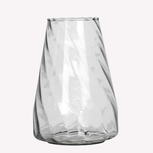 Vaso De Vidro Canelado Cone Transparente  Altxlxp 25x17x17
