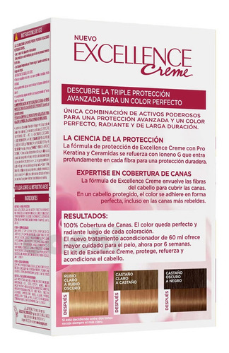 Imagen 2 de 5 de Tinta Loreal Excellence Creme Rubio Claro Dorado 8.3