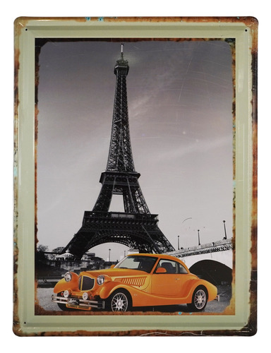 Quadro Decorativo Quarto Sala Polido Brilhante Cor Eiffel Car