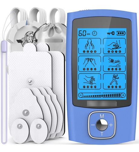 Estimulador Muscular Recargable 24 Modos Con 8 Almohadillas