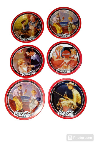 Colección De 6 Mini Charolas Coca Cola De Metal (Usado)