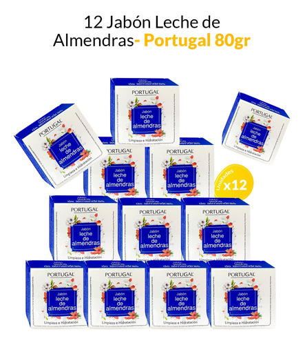 12 Jabon Leche De Almendras 80g  Portugal