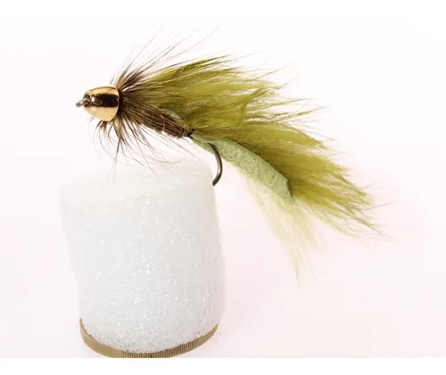 5x Moscas Streamer Zonker Verde Oliva Pesca Flyfish Fogfly