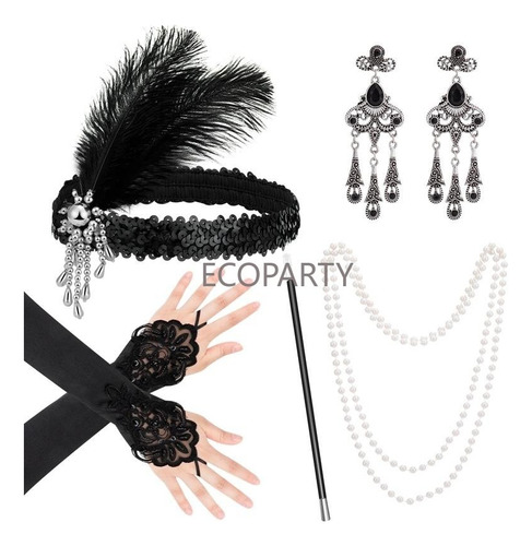 Set De Accesorios Para Disfraz De Flapper Para Mujer, Diadem