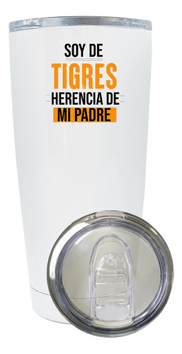 Termo Vaso Térmico Tigres Uanl 20 Oz Soy De Tigres Od77502 Color Blanco